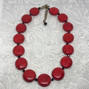 Vintage stone or ceramic vibrant statement collar necklace